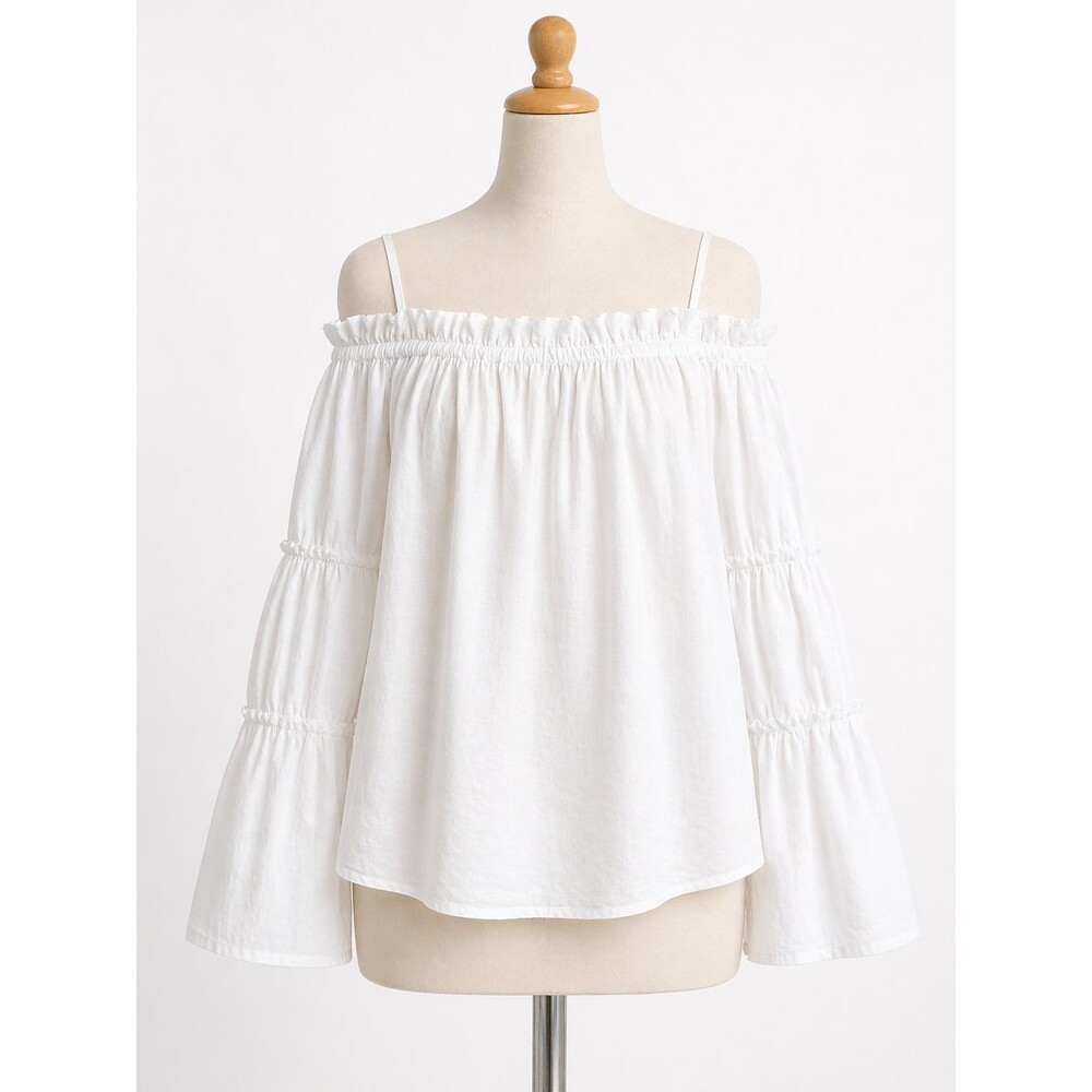 Womens Unbranded Off The Shoulder Peasant Blouse Boho Flowy Ruffle Top Size XL